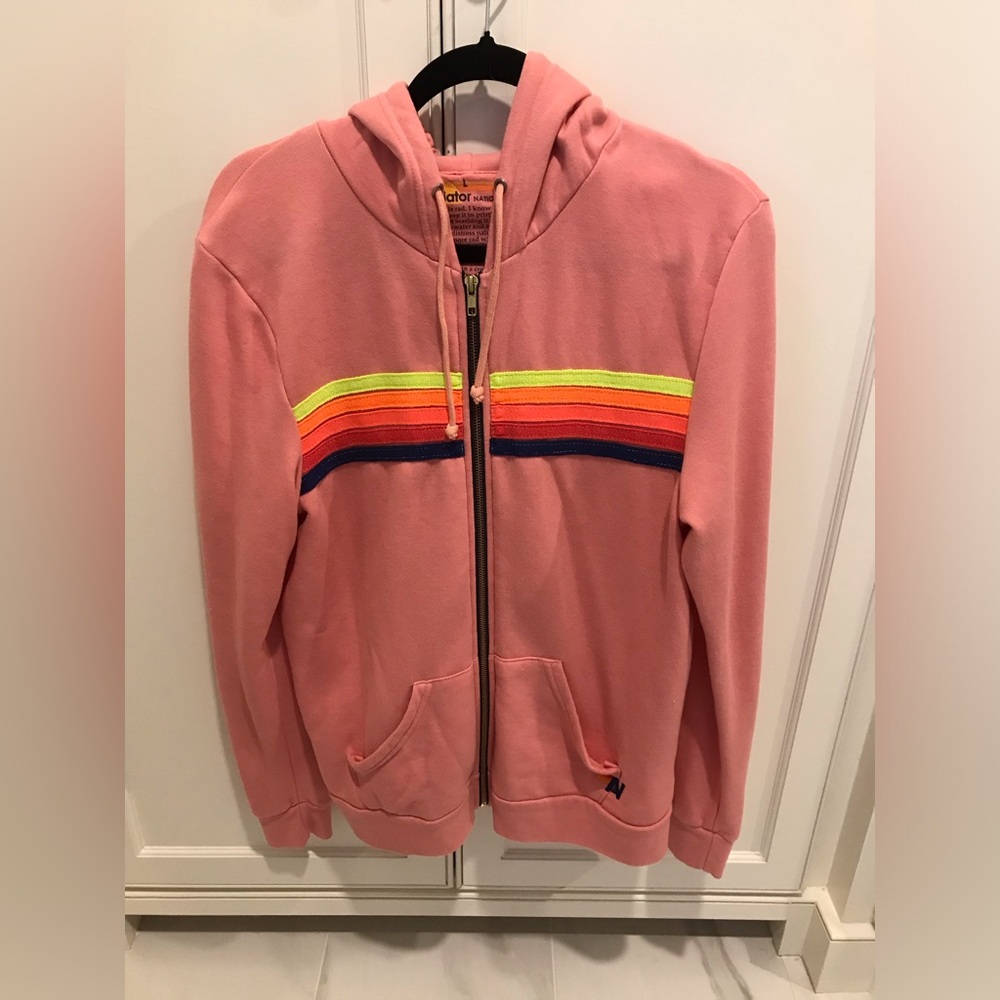 Aviator Nation 5 stripe zip up hoodie